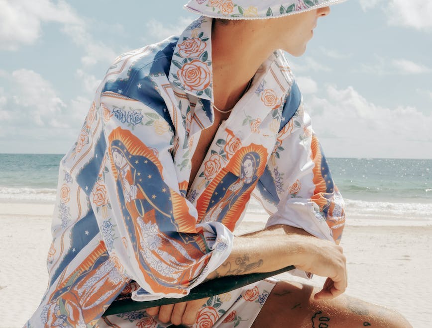 clothing apparel hat robe fashion person human sun hat gown