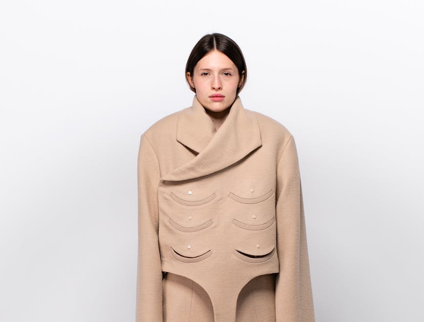 khaki person human clothing apparel coat